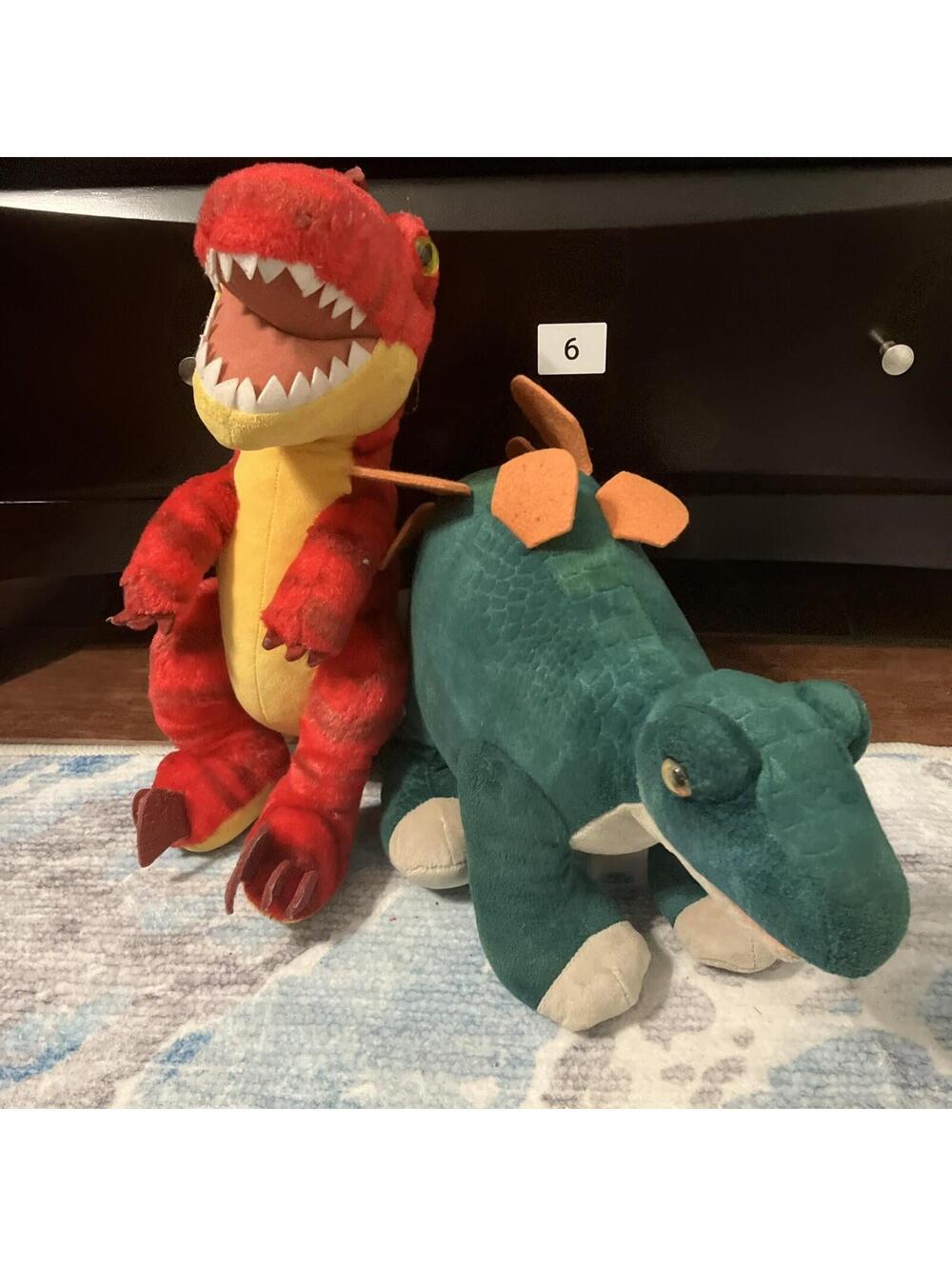 Build A Bear BAB RED RAPTOR & GREEN STEGASAURUS Plush Stuffed Animals Toy
